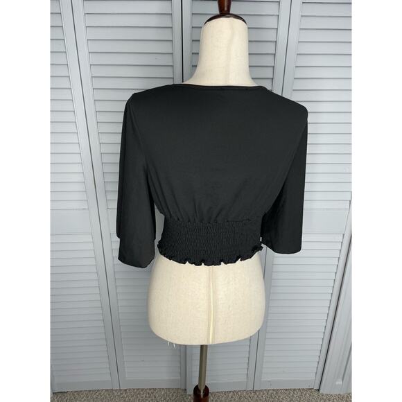 Shein reflective allover print flare leg pants & flutter sleeve crop top medium - Picture 5 of 12